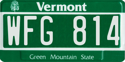 VT license plate WFG814