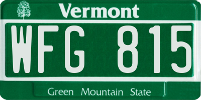 VT license plate WFG815