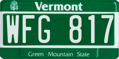 VT license plate WFG817