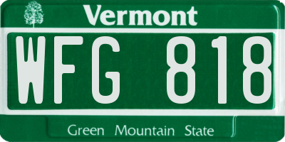 VT license plate WFG818