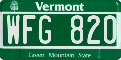 VT license plate WFG820