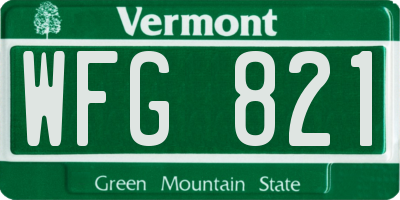 VT license plate WFG821