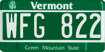 VT license plate WFG822