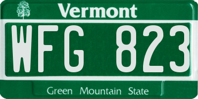 VT license plate WFG823