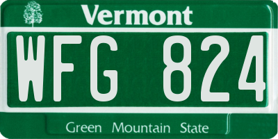 VT license plate WFG824