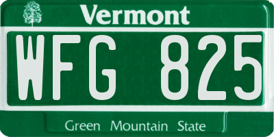VT license plate WFG825