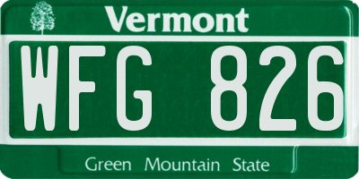 VT license plate WFG826