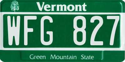 VT license plate WFG827