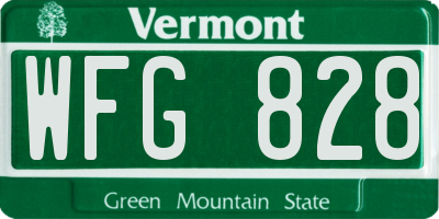 VT license plate WFG828