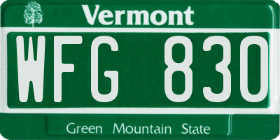VT license plate WFG830