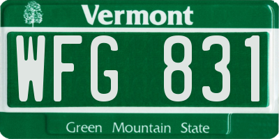 VT license plate WFG831