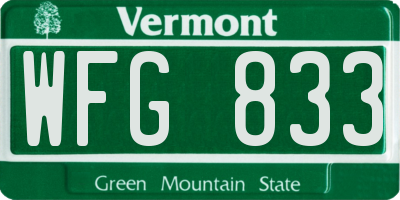 VT license plate WFG833