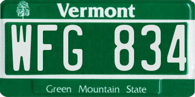 VT license plate WFG834