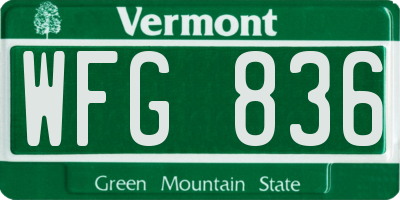 VT license plate WFG836