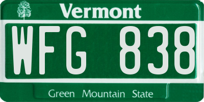 VT license plate WFG838