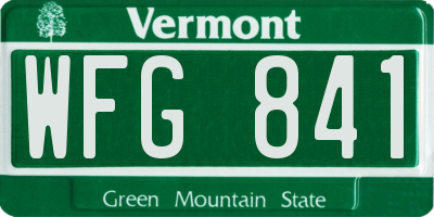 VT license plate WFG841