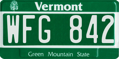 VT license plate WFG842