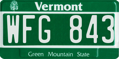 VT license plate WFG843