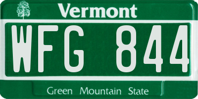 VT license plate WFG844