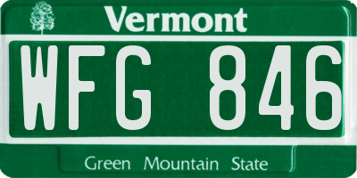 VT license plate WFG846