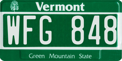 VT license plate WFG848
