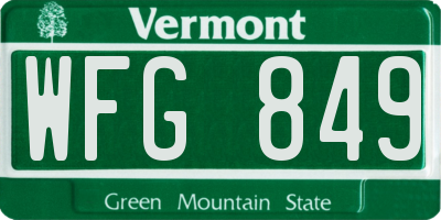 VT license plate WFG849