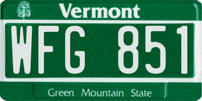 VT license plate WFG851