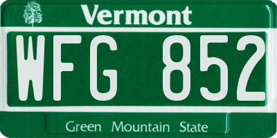 VT license plate WFG852