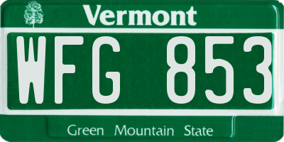 VT license plate WFG853