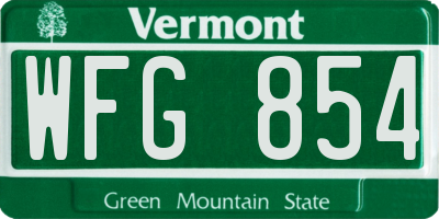 VT license plate WFG854