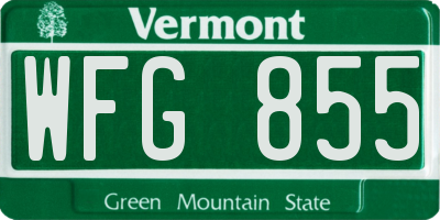 VT license plate WFG855