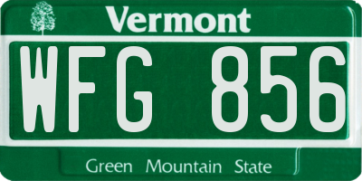 VT license plate WFG856