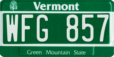 VT license plate WFG857