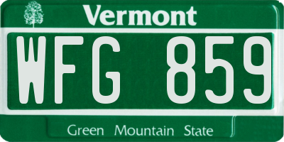 VT license plate WFG859