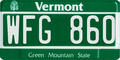 VT license plate WFG860