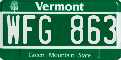 VT license plate WFG863