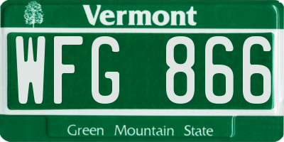 VT license plate WFG866