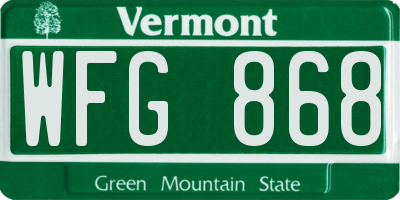 VT license plate WFG868