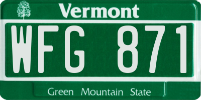 VT license plate WFG871
