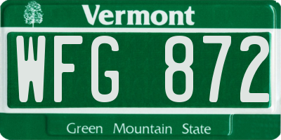 VT license plate WFG872