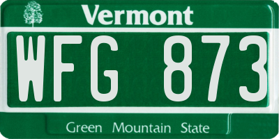 VT license plate WFG873