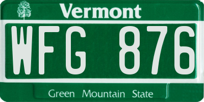 VT license plate WFG876
