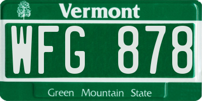 VT license plate WFG878