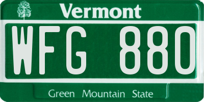 VT license plate WFG880