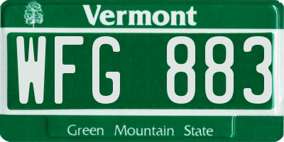 VT license plate WFG883