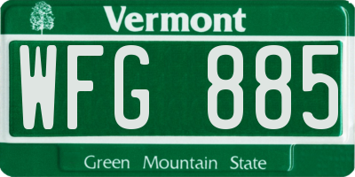 VT license plate WFG885