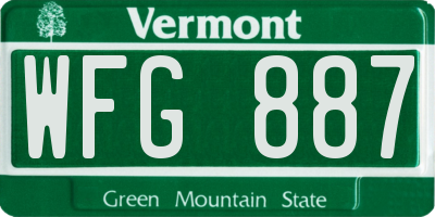 VT license plate WFG887