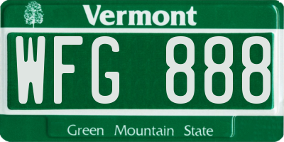 VT license plate WFG888