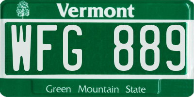 VT license plate WFG889