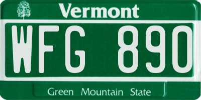 VT license plate WFG890